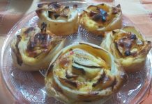 Girelle di sfoglia con crema pasticcera, mele e cannella