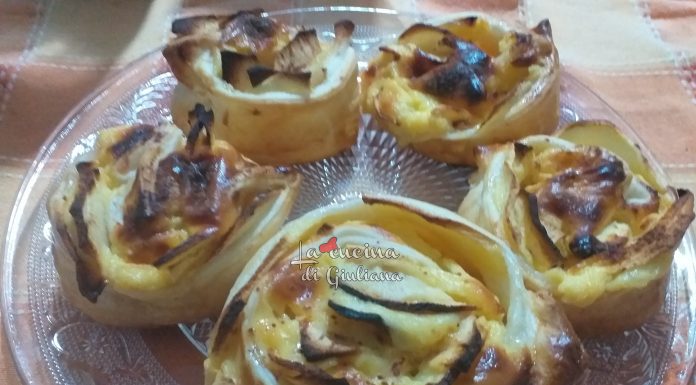 Girelle di sfoglia con crema pasticcera, mele e cannella